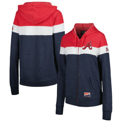 Atlanta Braves New Era Women's Colorblock Full-Zip Hoodie Jacket - MLB