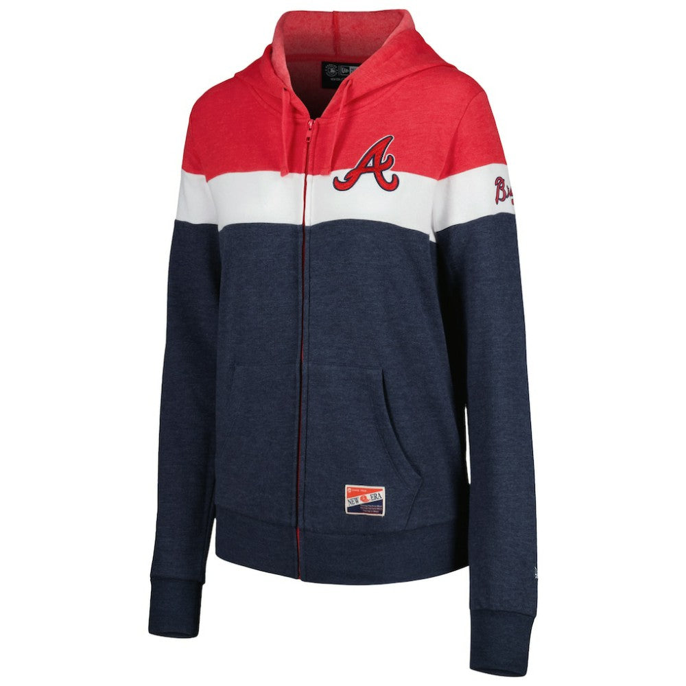 Atlanta Braves New Era Women's Colorblock Full-Zip Hoodie Jacket - MLB