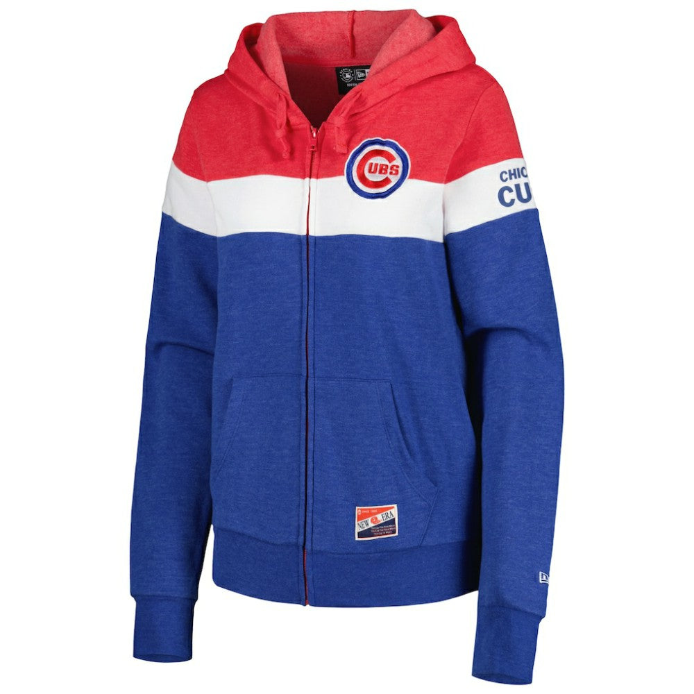 Chicago Cubs New Era Women's Colorblock Full-Zip Hoodie Jacket - MLB