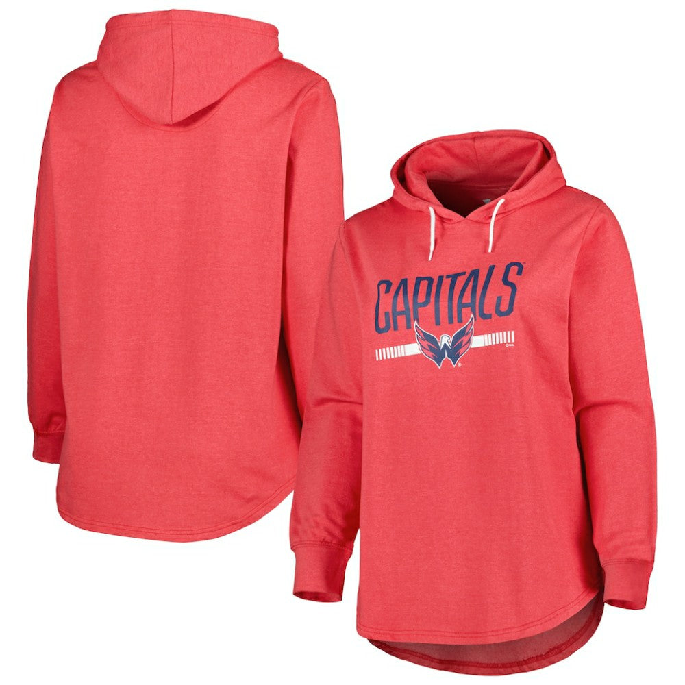 Washington Capitals Women's Plus Size Fleece Pullover Hoodie - Heather Red - NHL