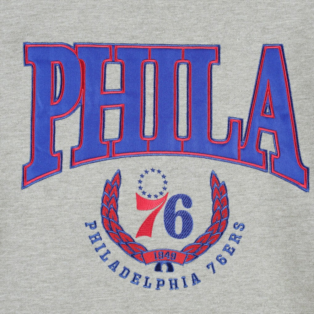 Philadelphia 76ers Unisex Vintage Throwback Crew Sweatshirt Heather Gray - NBA