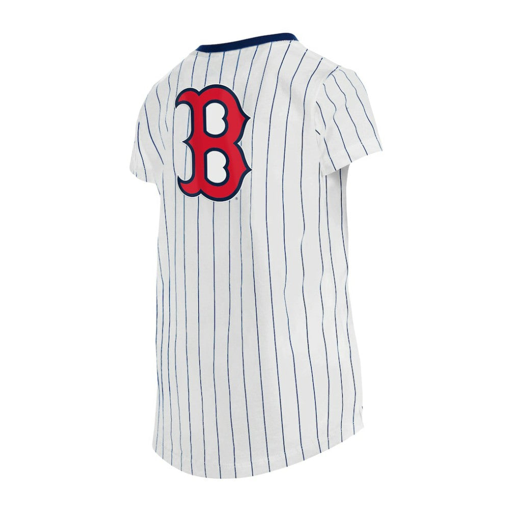 Boston Red Sox New Era Girls Youth Pinstripe V-Neck T-Shirt - MLB