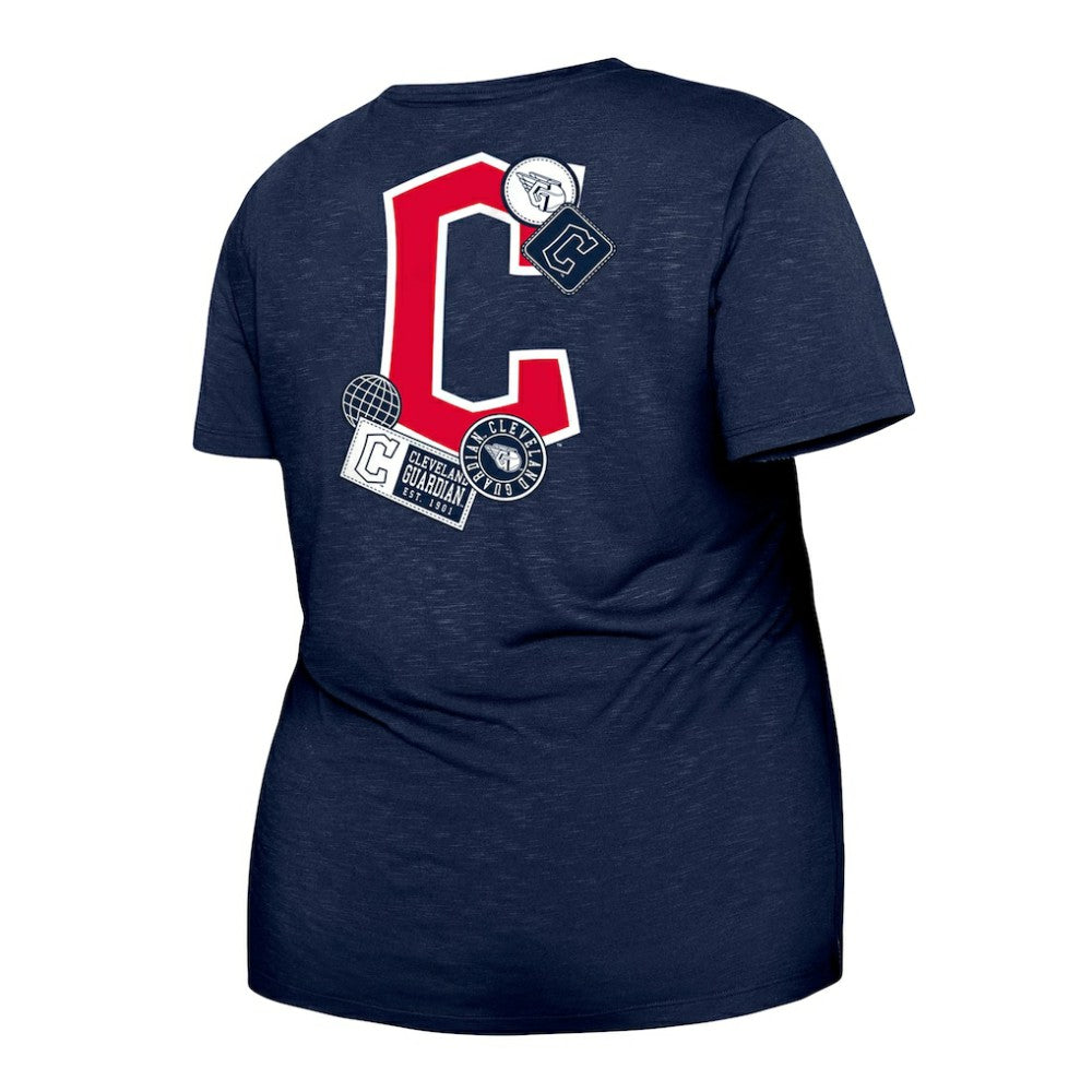 Cleveland Guardians New Era Women's Plus Size Two-Hit Front Knot T-Shirt - MLB