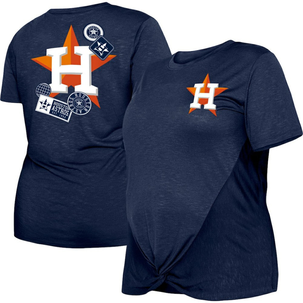 Houston Astros New Era Women's Plus Size Two-Hit Front Knot T-Shirt - MLB