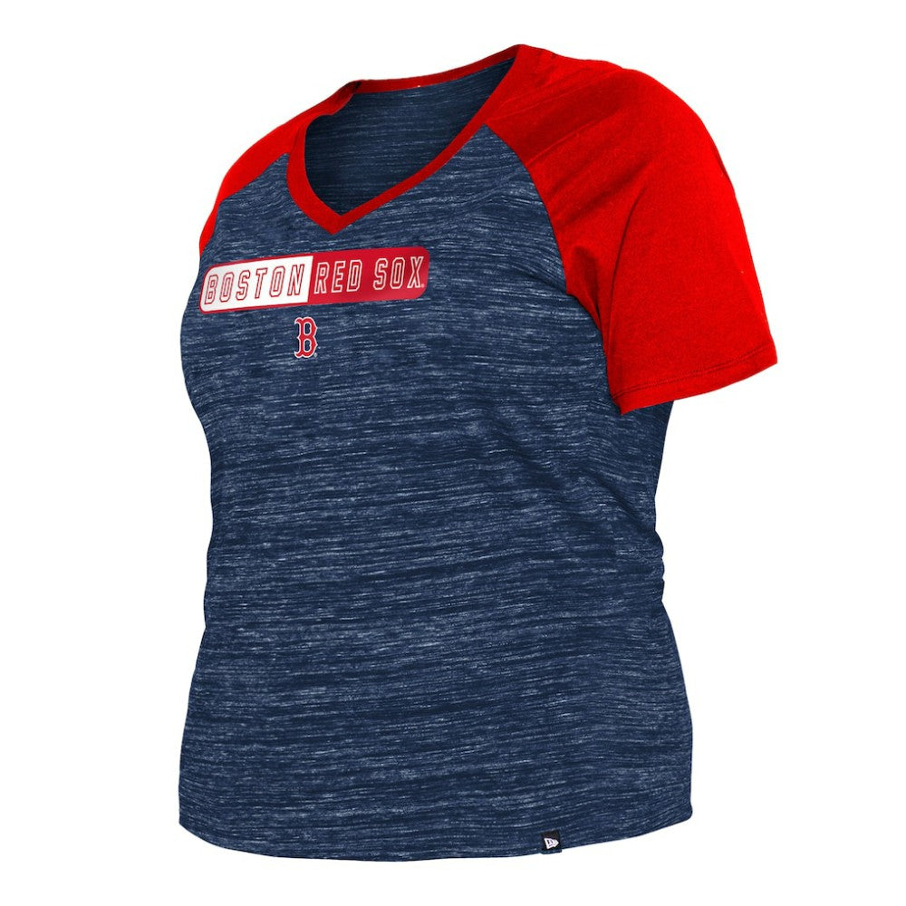 Boston Red Sox New Era Women's Plus Size Space Dye Raglan V-Neck T-Shirt - MLB