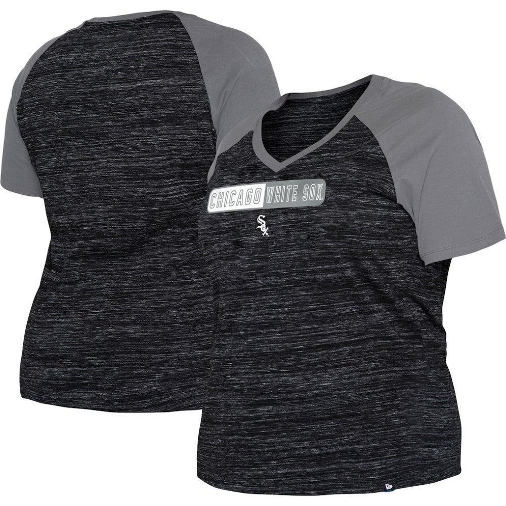Chicago White Sox New Era Women's Plus Size Space Dye Raglan V-Neck T-Shirt - MLB