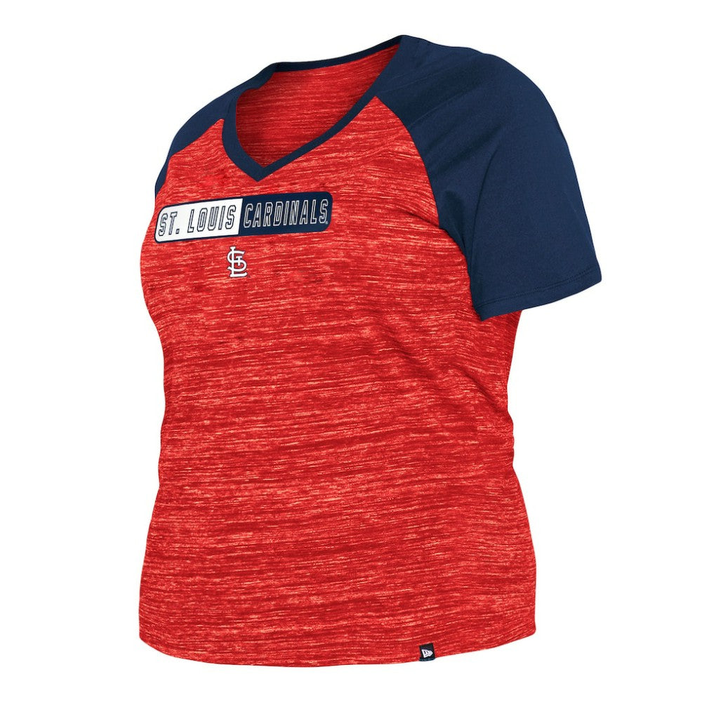 St. Louis Cardinals New Era Women's Plus Size Space Dye Raglan V-Neck T-Shirt - MLB
