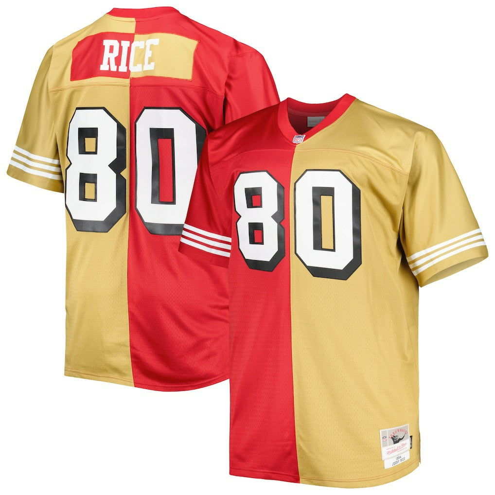 Jerry Rice San Francisco 49ers Big & Tall Split Legacy Retired Player Replica Jersey Scarlet/Gold | Mitchell & Ness