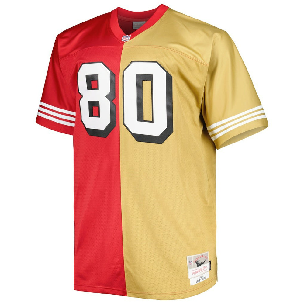 Jerry Rice San Francisco 49ers Big & Tall Split Legacy Retired Player Replica Jersey Scarlet/Gold | Mitchell & Ness