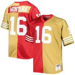 Joe Montana San Francisco 49ers Big & Tall Split Legacy Retired Player Replica Jersey Scarlet/Gold | Mitchell & Ness