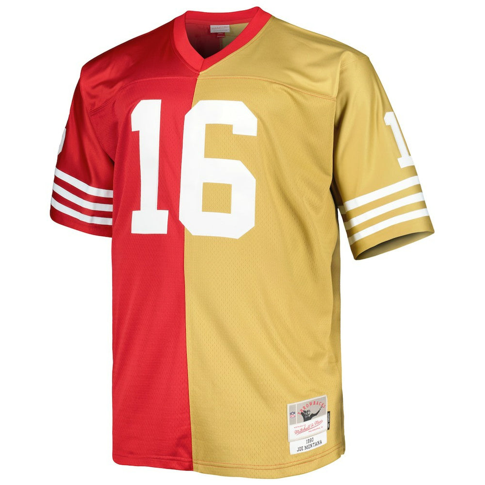 Joe Montana San Francisco 49ers Big & Tall Split Legacy Retired Player Replica Jersey Scarlet/Gold | Mitchell & Ness
