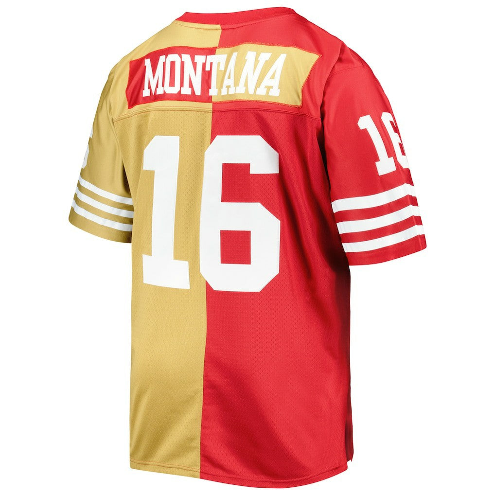 Joe Montana San Francisco 49ers Big & Tall Split Legacy Retired Player Replica Jersey Scarlet/Gold | Mitchell & Ness