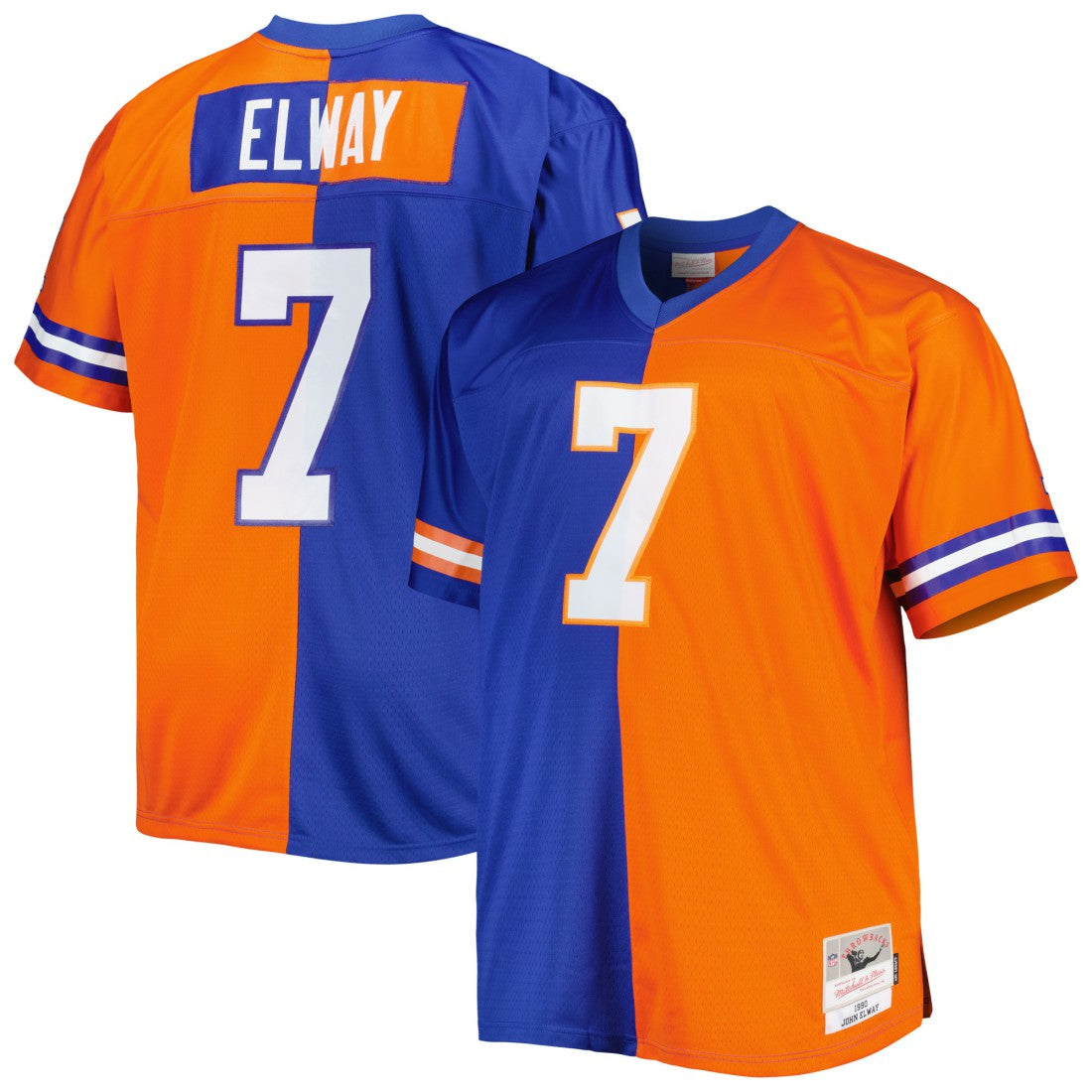 John Elway Denver Broncos Big & Tall Split Legacy Retired Player Replica Jersey Royal/Orange | Mitchell & Ness