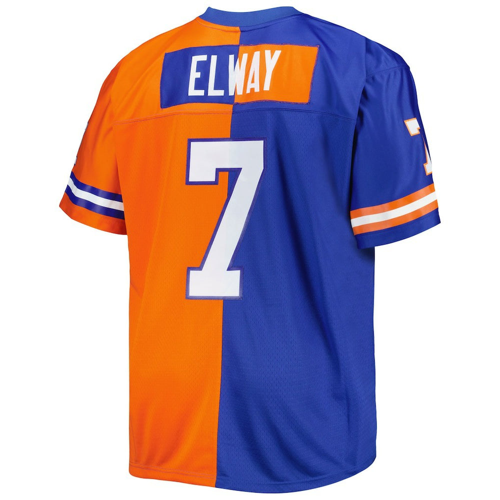 John Elway Denver Broncos Big & Tall Split Legacy Retired Player Replica Jersey Royal/Orange | Mitchell & Ness