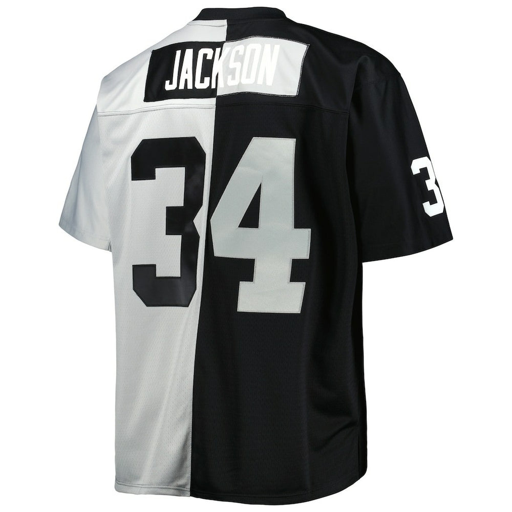 Bo Jackson Las Vegas Raiders Big & Tall Split Legacy Retired Player Replica Jersey Black/Silver | Mitchell & Ness