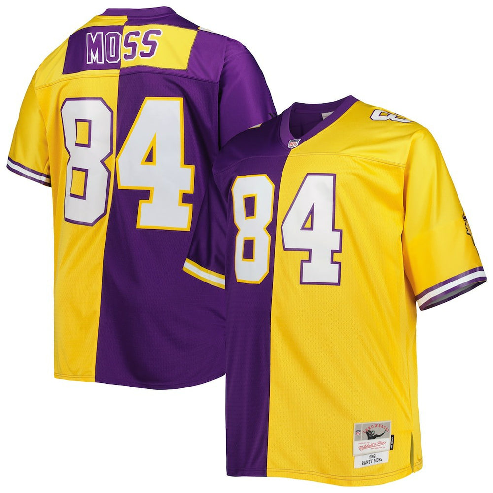 Randy Moss Minnesota Vikings Big & Tall Split Legacy Retired Player Replica Jersey Purple/Gold | Mitchell & Ness