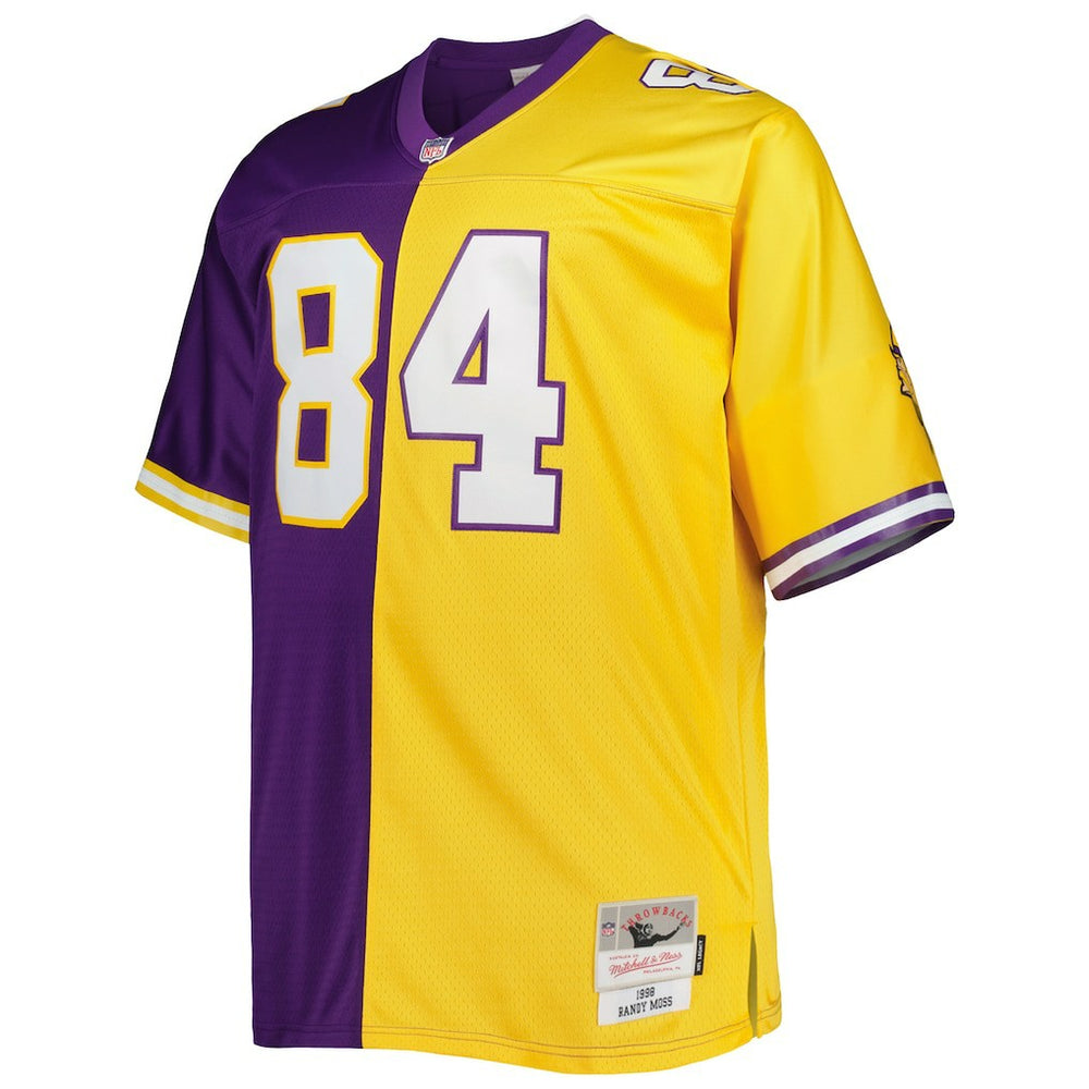Randy Moss Minnesota Vikings Big & Tall Split Legacy Retired Player Replica Jersey Purple/Gold | Mitchell & Ness