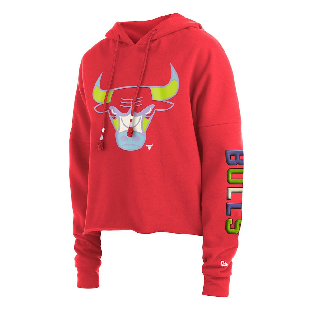Chicago Bulls Women's Color Pack Cropped Top Pullover Hoodie Red - NBA