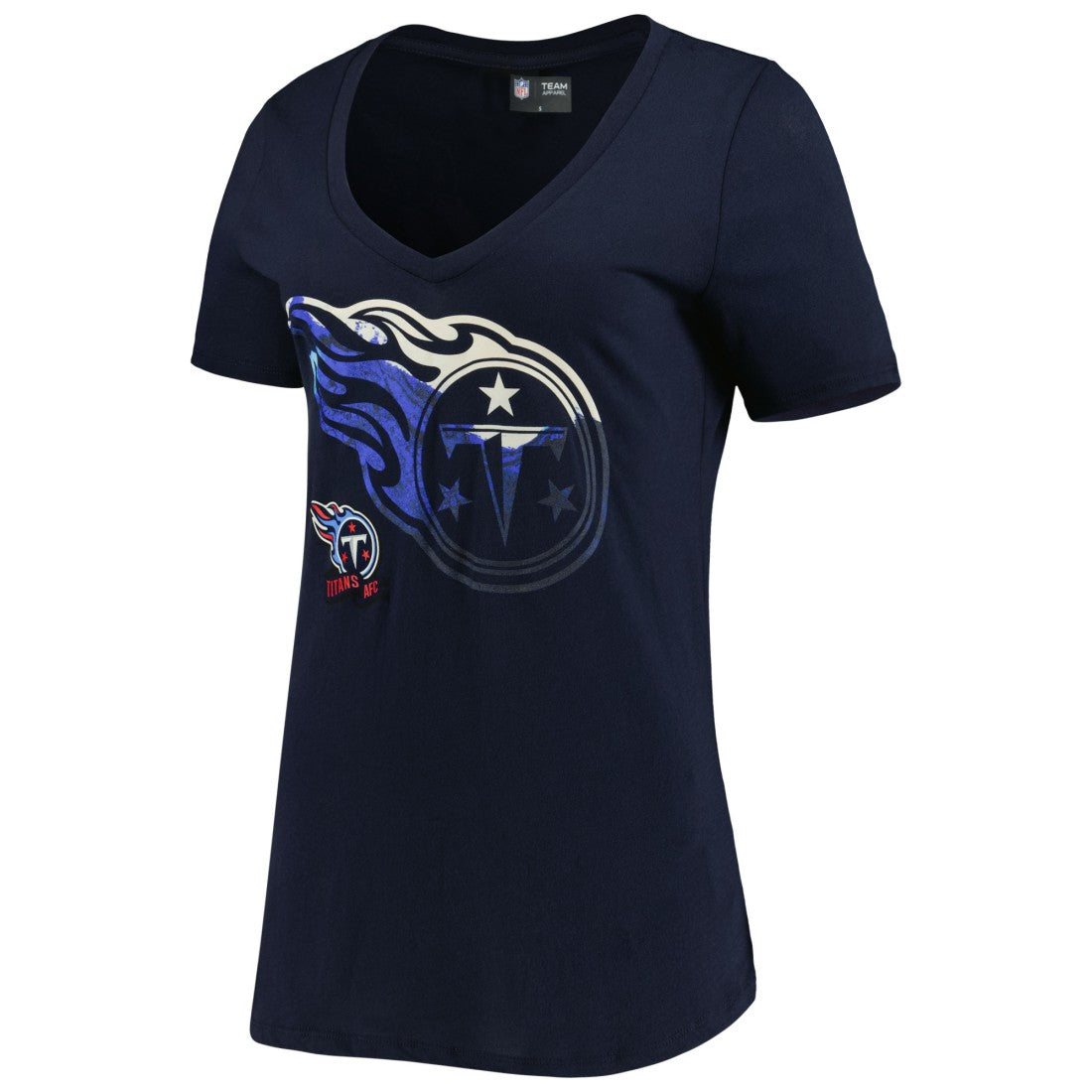 Tennessee Titans New Era Women's Ink Dye Sideline V-Neck T-Shirt Navy | NFL