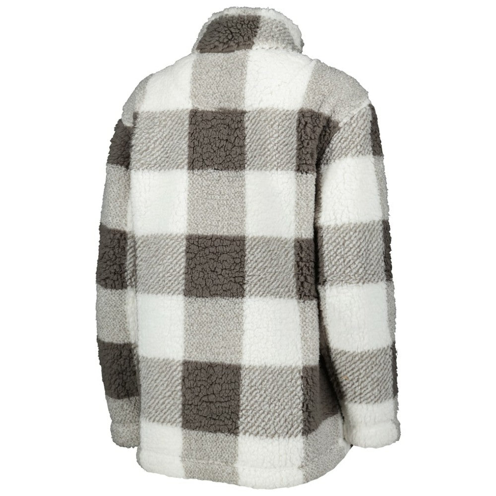 Philadelphia Flyers G-III 4Her by Carl Banks Women's Logo Plaid Sherpa Quarter-Zip Jacket - Gray/White - NHL