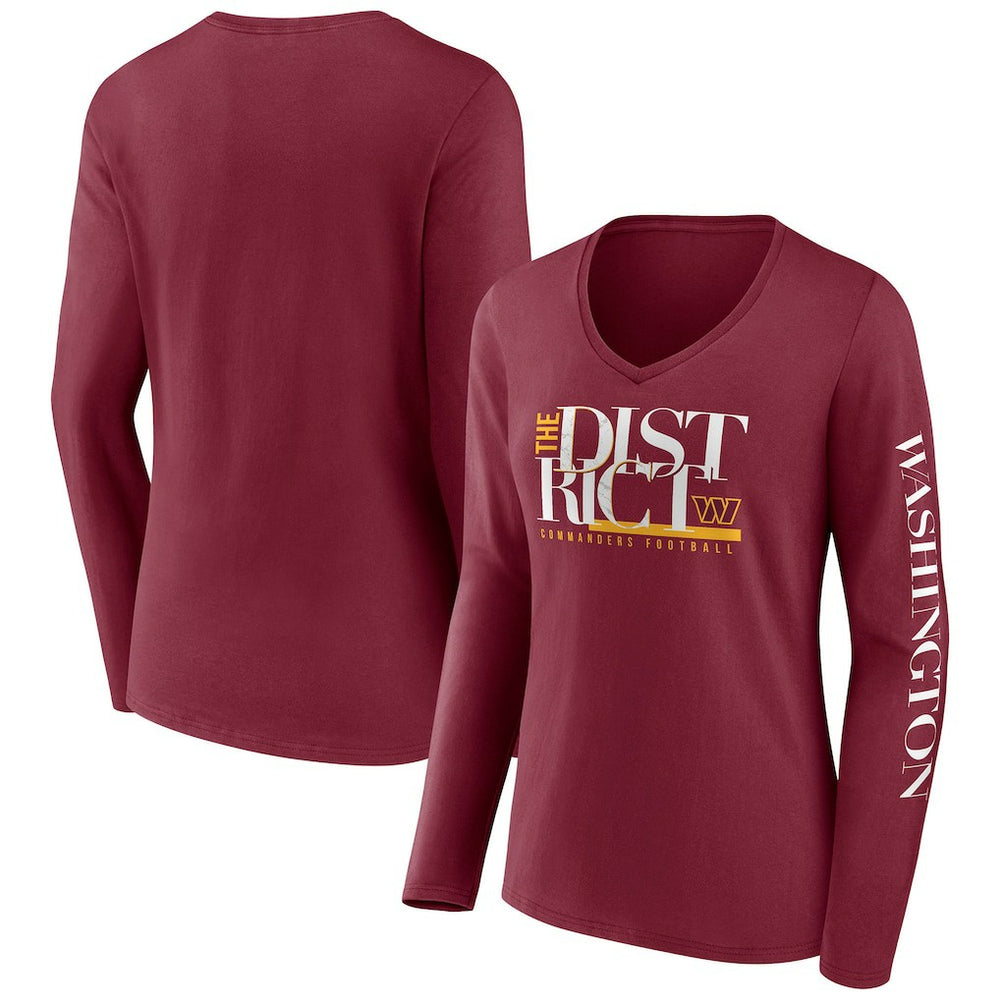 Washington Commanders Women's Hometown Sweep Long Sleeve V-Neck T-Shirt Burgundy | Fanatics