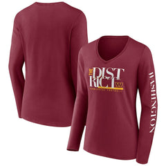 Washington Commanders Women's Hometown Sweep Long Sleeve V-Neck T-Shirt Burgundy | Fanatics