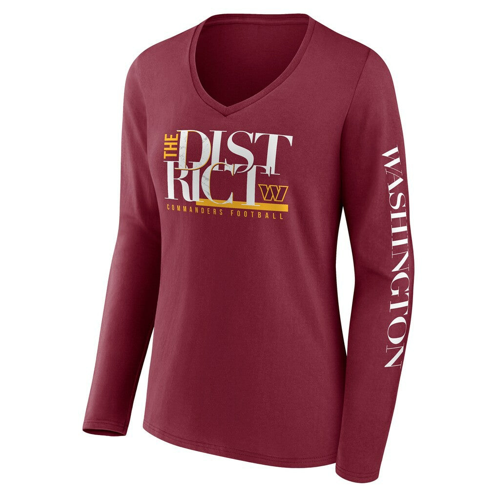 Washington Commanders Women's Hometown Sweep Long Sleeve V-Neck T-Shirt Burgundy | Fanatics