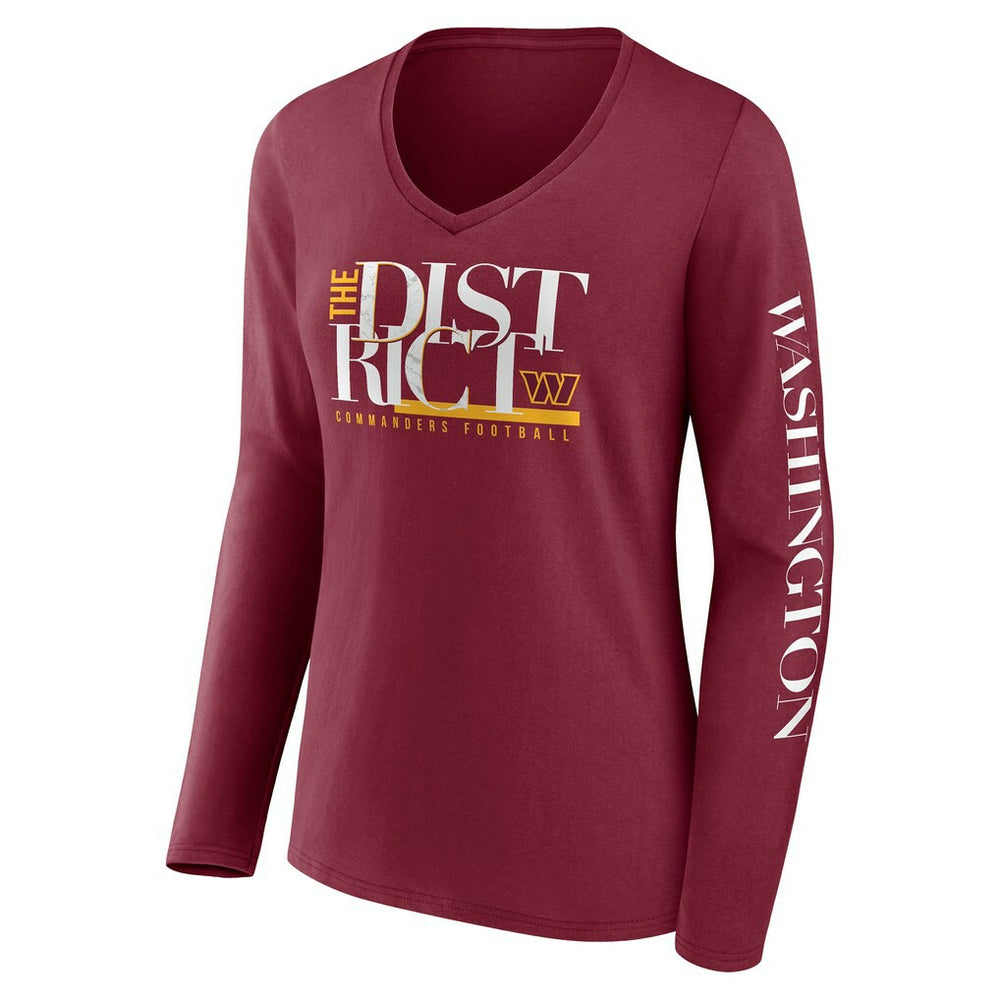 Washington Commanders Women's Hometown Sweep Long Sleeve V-Neck T-Shirt Burgundy | Fanatics