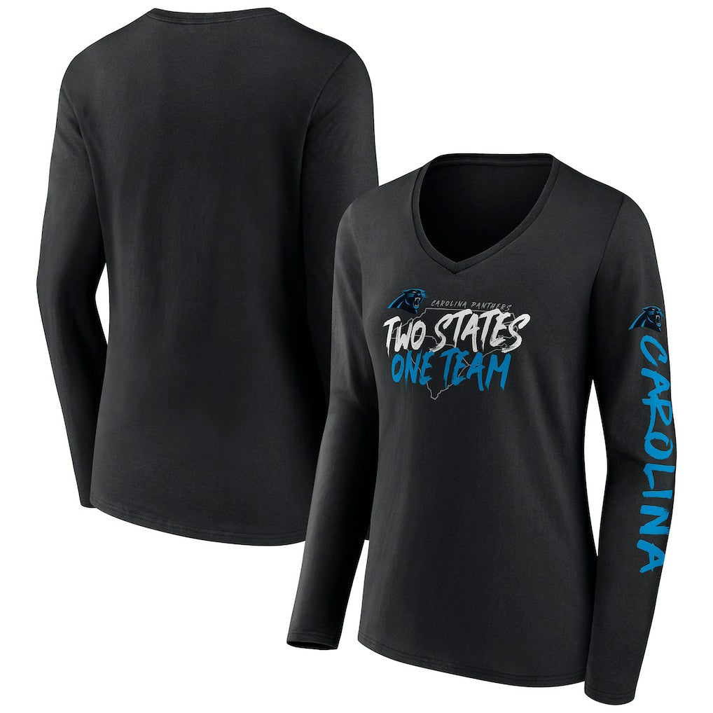 Carolina Panthers Women's Hometown Sweep Long Sleeve V-Neck T-Shirt Black | Fanatics