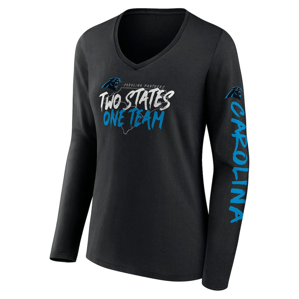 Carolina Panthers Women's Hometown Sweep Long Sleeve V-Neck T-Shirt Black | Fanatics