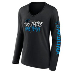 Carolina Panthers Women's Hometown Sweep Long Sleeve V-Neck T-Shirt Black | Fanatics
