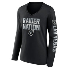 Las Vegas Raiders Women's Hometown Sweep Long Sleeve V-Neck T-Shirt Black | Fanatics