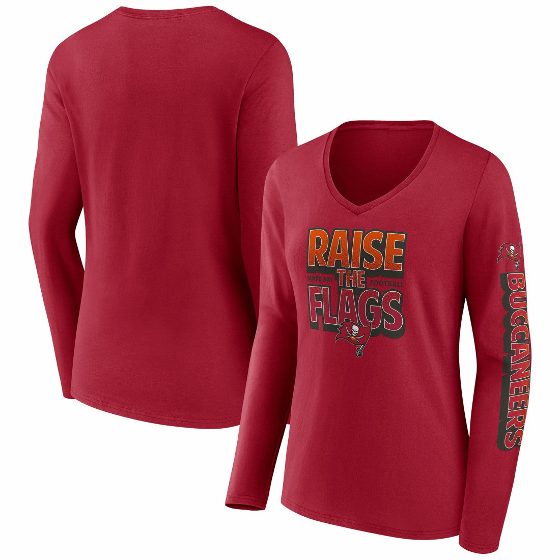 Tampa Bay Buccaneers Women's Hometown Sweep Long Sleeve V-Neck T-Shirt Red | Fanatics
