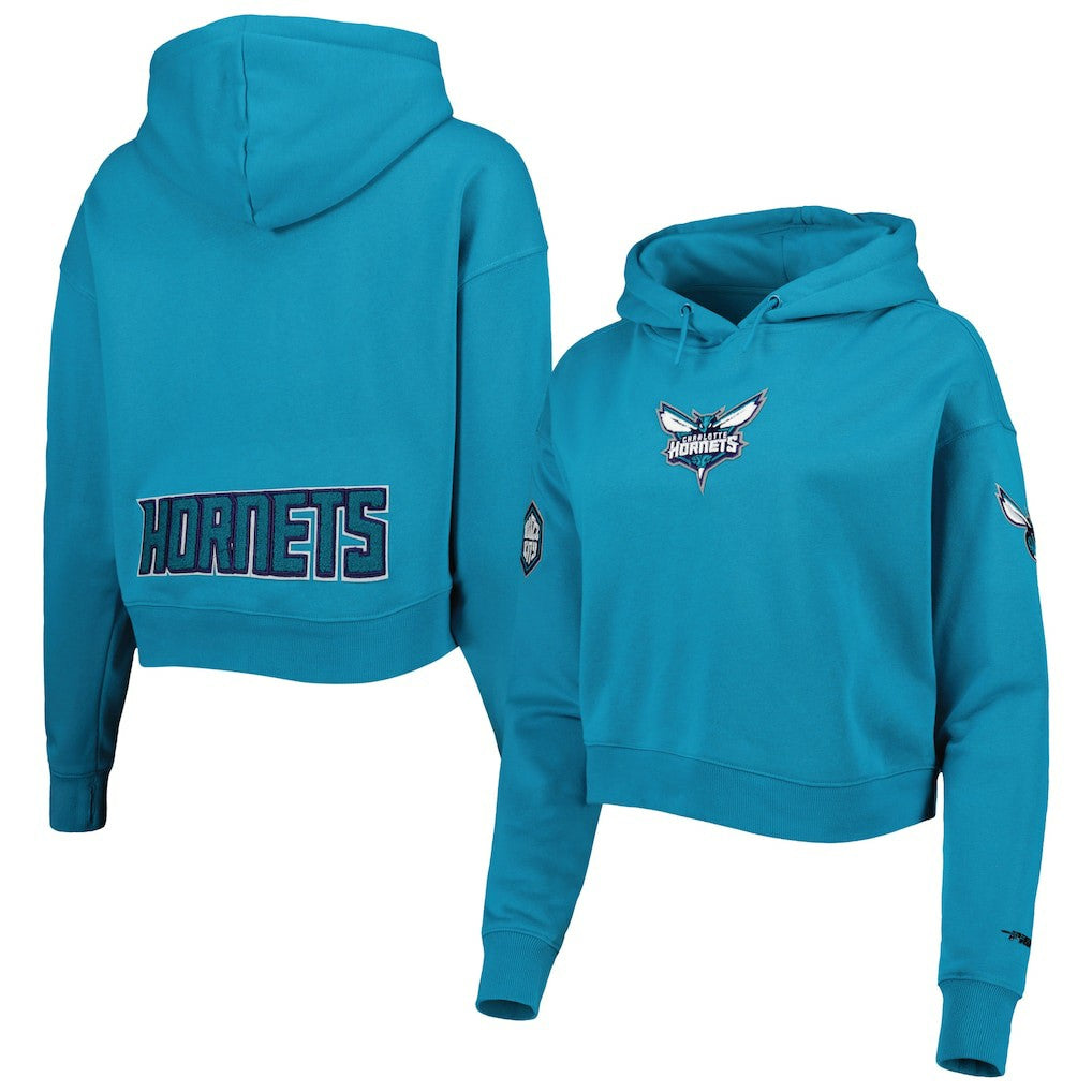Charlotte Hornets Pro Standard Women's Classic Fleece Cropped Pullover Hoodie Teal - NBA