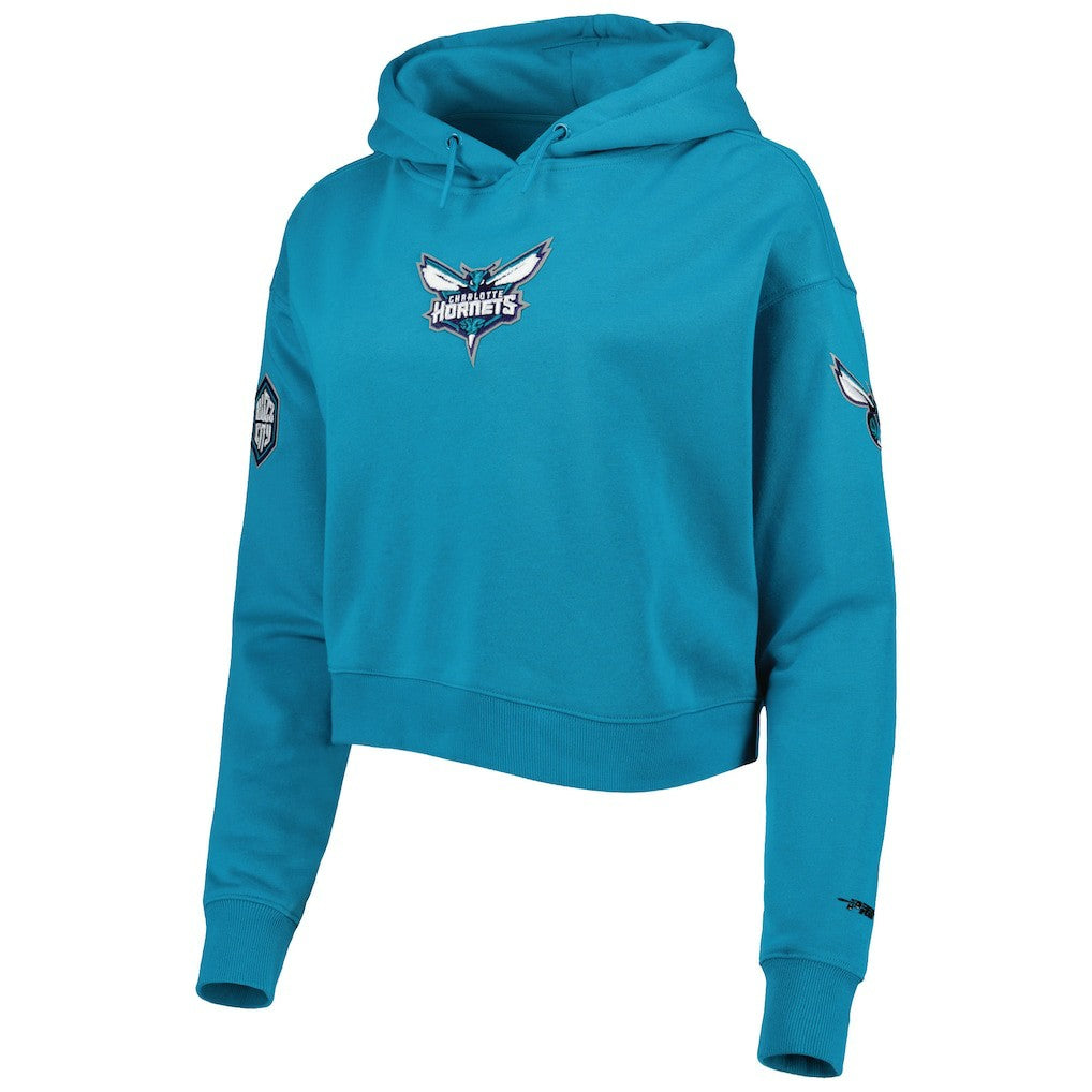 Charlotte Hornets Pro Standard Women's Classic Fleece Cropped Pullover Hoodie Teal - NBA