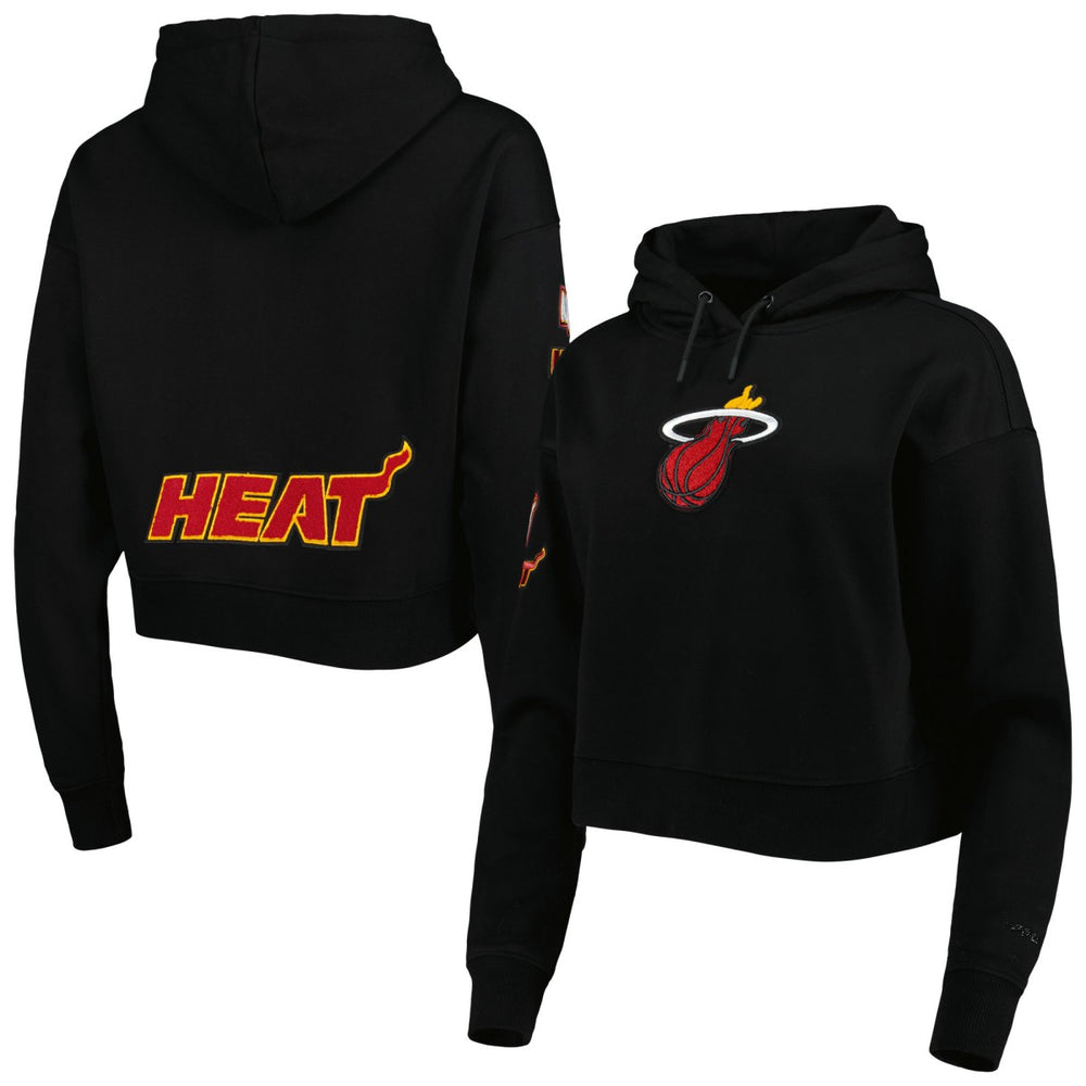Miami Heat Pro Standard Women's Classic Fleece Cropped Pullover Hoodie Black - NBA