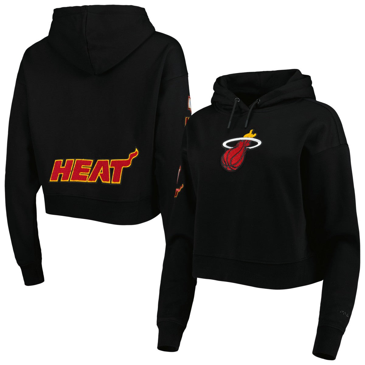 Miami Heat Pro Standard Women's Classic Fleece Cropped Pullover Hoodie Black - NBA