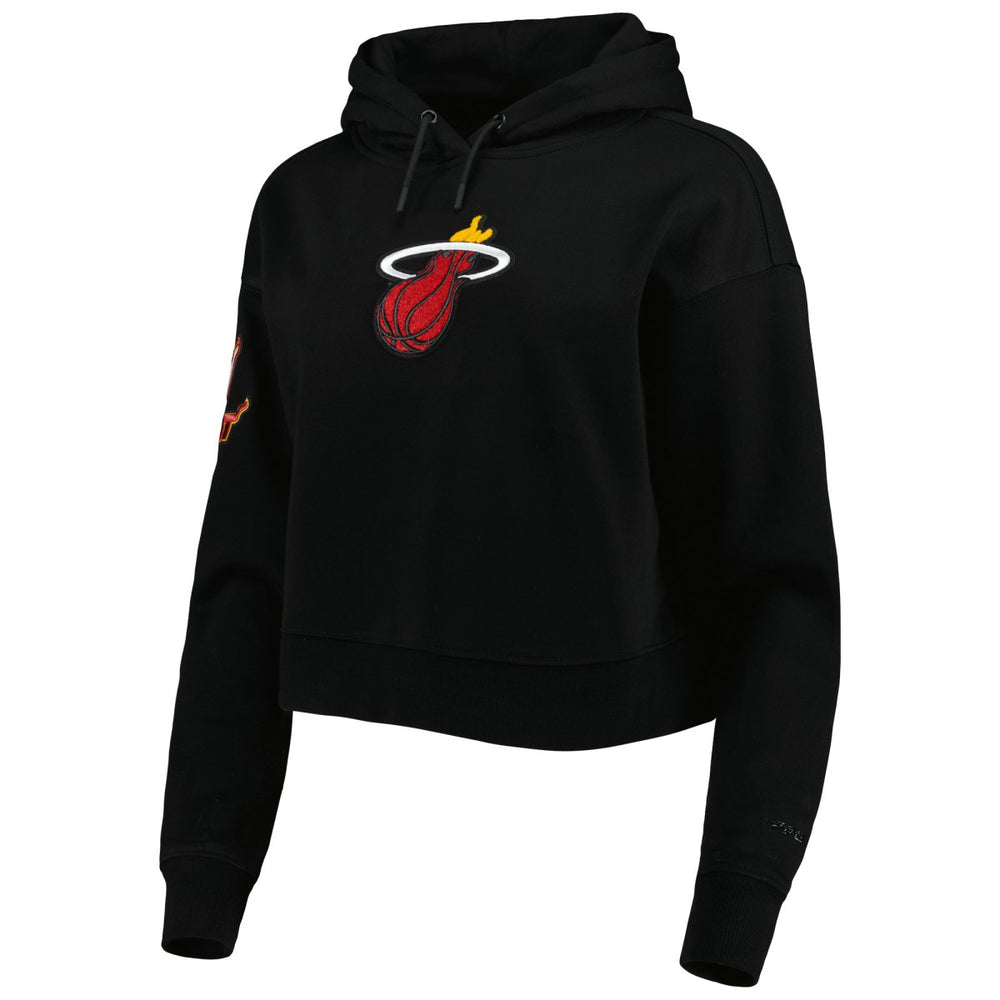 Miami Heat Pro Standard Women's Classic Fleece Cropped Pullover Hoodie Black - NBA