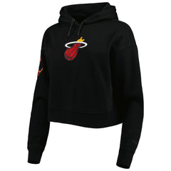 Miami Heat Pro Standard Women's Classic Fleece Cropped Pullover Hoodie Black - NBA