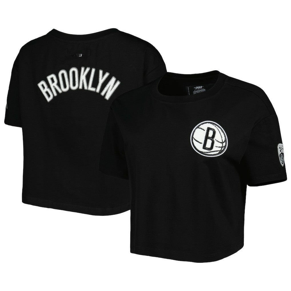 Brooklyn Nets Pro Standard Women's Classics Boxy T-Shirt Black - NBA