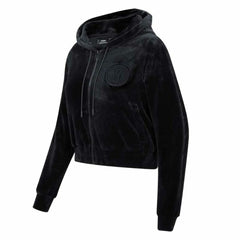 Brooklyn Nets Pro Standard Women's Triple Black Velour Full-Zip Hoodie - NBA