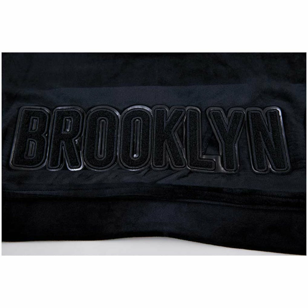 Brooklyn Nets Pro Standard Women's Triple Black Velour Full-Zip Hoodie - NBA