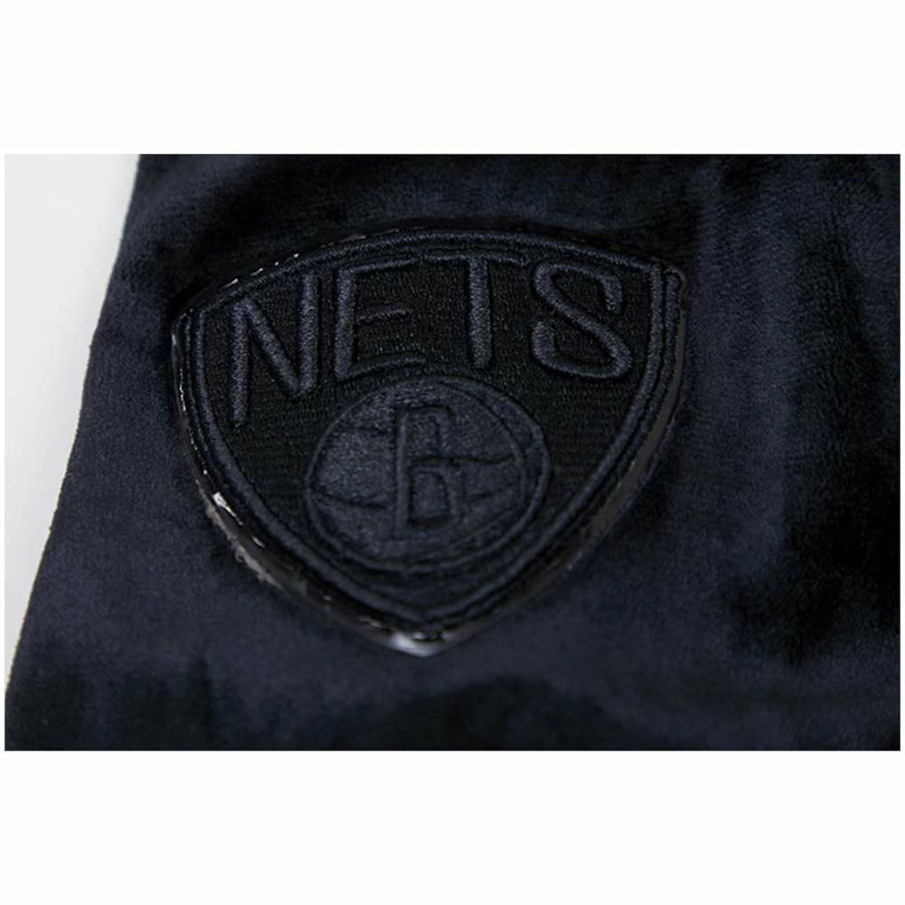 Brooklyn Nets Pro Standard Women's Triple Black Velour Full-Zip Hoodie - NBA