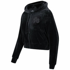 Philadelphia 76ers Pro Standard Women's Triple Black Velour Full-Zip Hoodie - NBA