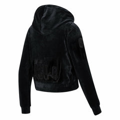 Philadelphia 76ers Pro Standard Women's Triple Black Velour Full-Zip Hoodie - NBA