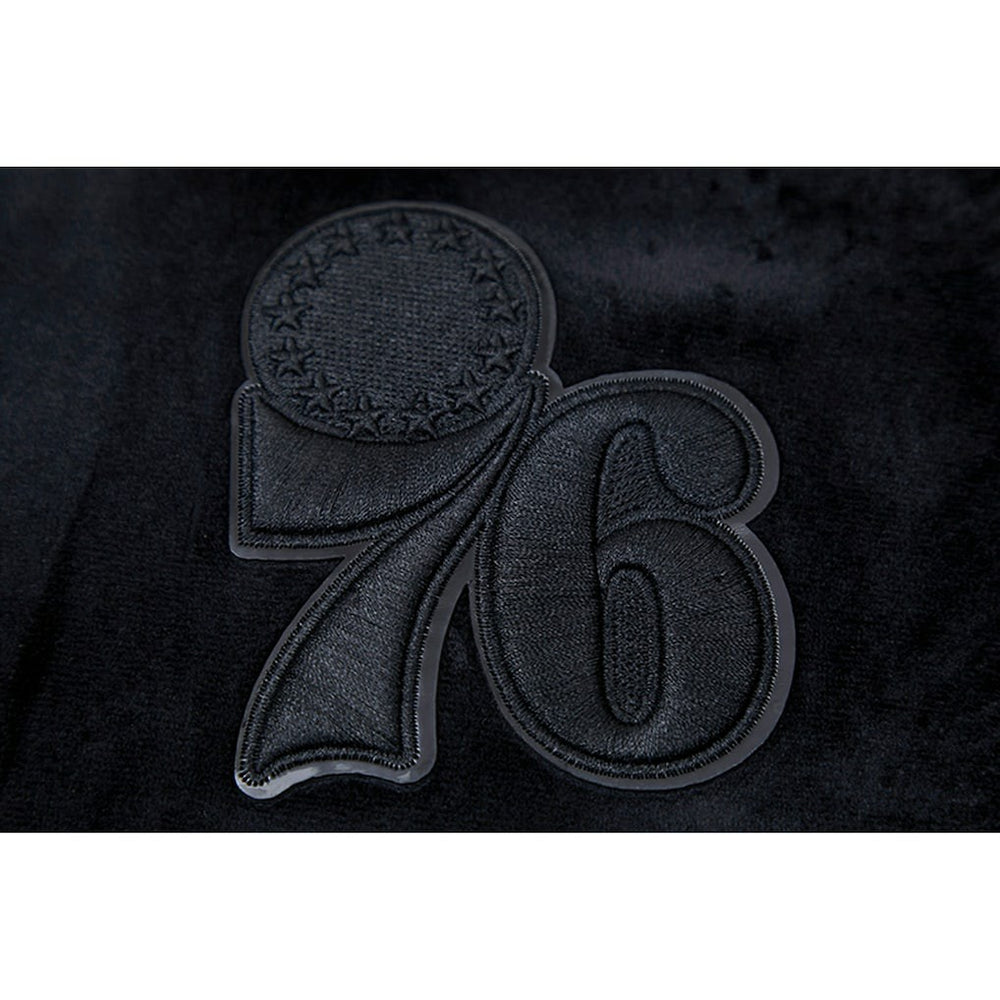 Philadelphia 76ers Pro Standard Women's Triple Black Velour Full-Zip Hoodie - NBA