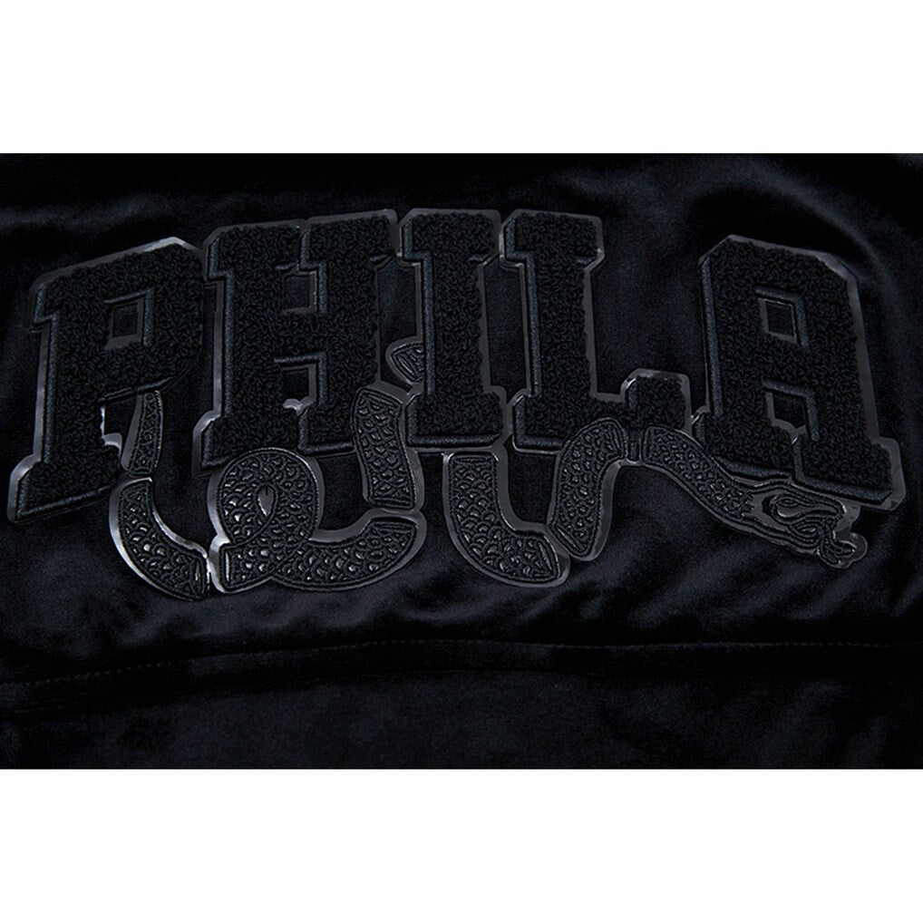 Philadelphia 76ers Pro Standard Women's Triple Black Velour Full-Zip Hoodie - NBA