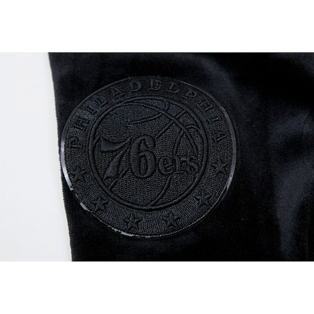 Philadelphia 76ers Pro Standard Women's Triple Black Velour Full-Zip Hoodie - NBA