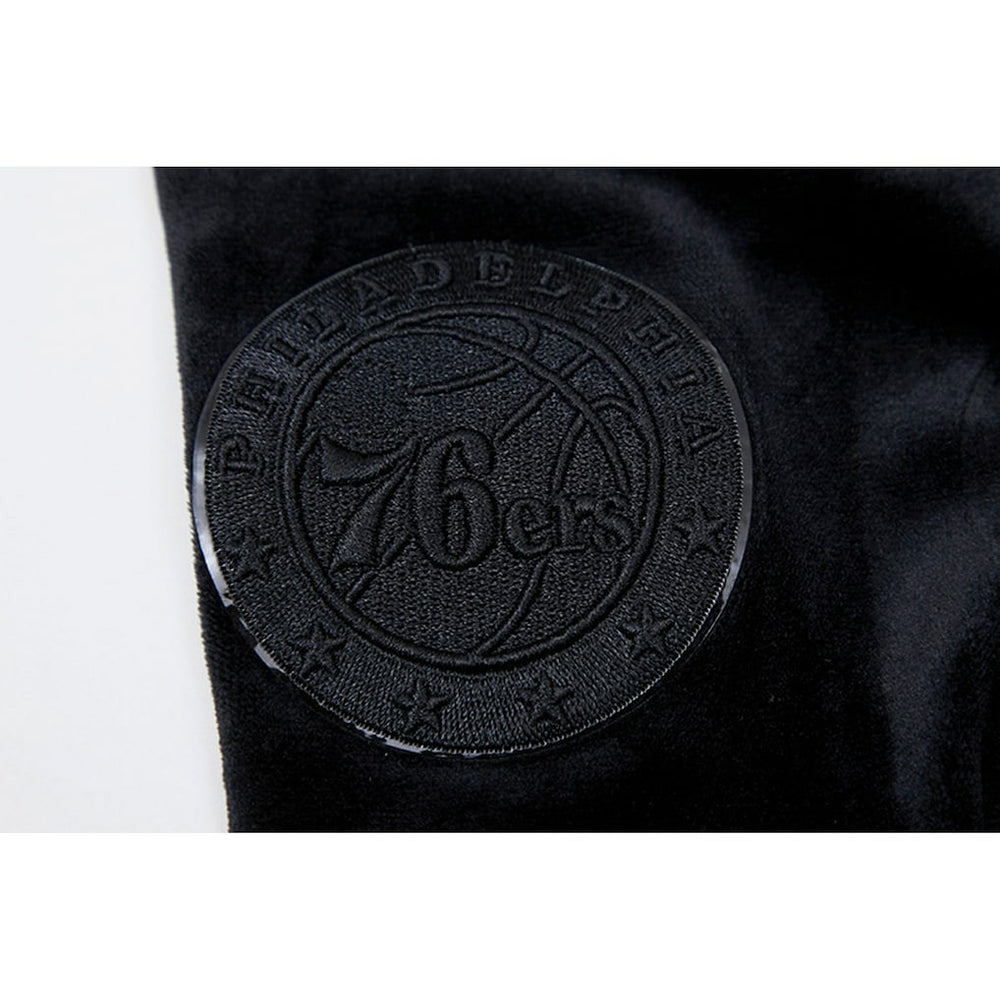 Philadelphia 76ers Pro Standard Women's Triple Black Velour Full-Zip Hoodie - NBA