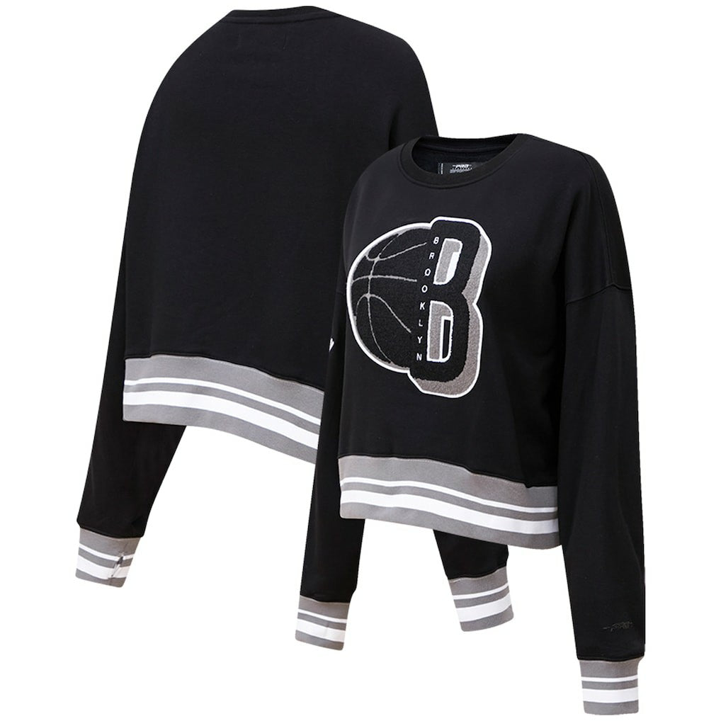Brooklyn Nets Pro Standard Women's Mash Up Pullover Sweatshirt Black - NBA